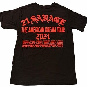 21 Savage 2024 American Dream Tour T-Shirt Black Rap Concert Tee S
